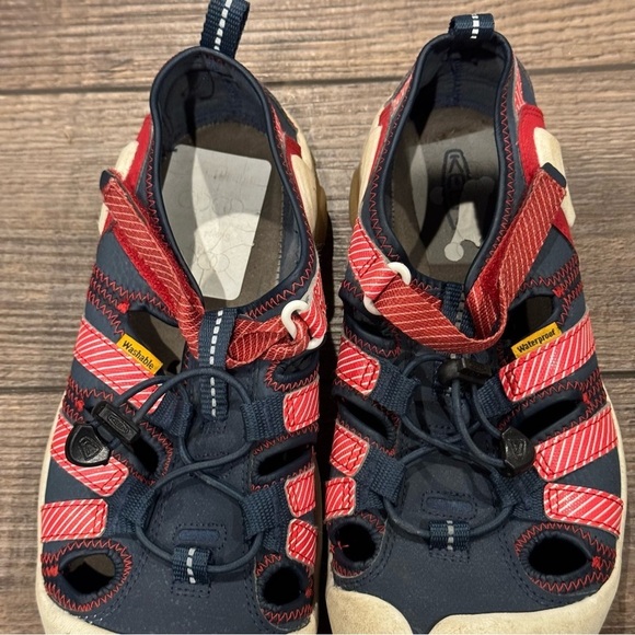 Keen Sandals Kids Blue Red Sport Hiking Fisherman Outdoor Washable Unisex Size 4 - Picture 10 of 14